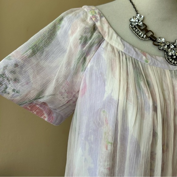 Anthropologie HD in Paris Dipped Chroma Swing Dress Floral Chiffon Ombre Size 14 - Picture 10 of 13